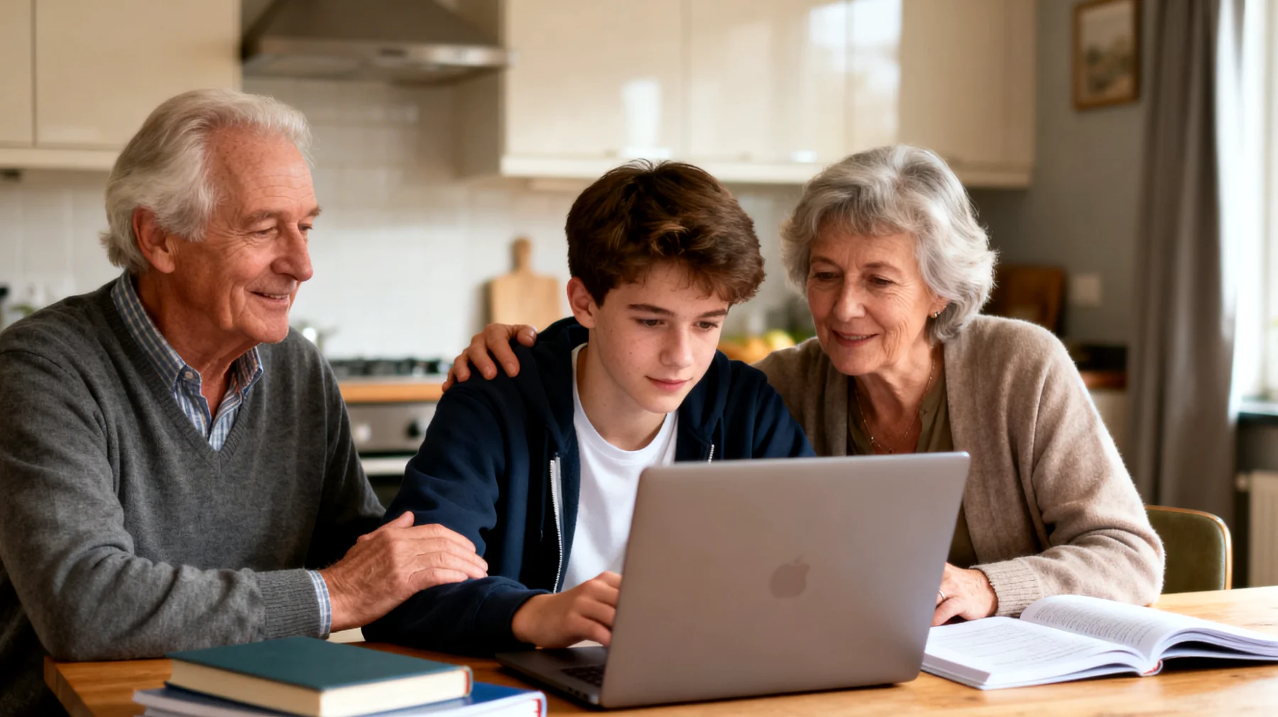 Grootouders worstelen met hoe ze hun adolescente kleinkinderen kunnen motiveren en ondersteunen bij studieproblemen, terwijl ze de grenzen respecteren met de ouders en te maken hebben met generatieverschillen in leeraanpak"