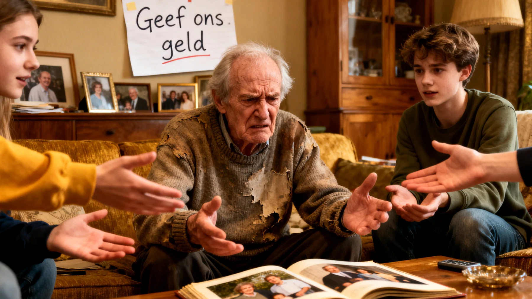 Opa heeft moeite om 'nee' te zeggen tegen zijn jongvolwassen kleinkinderen, waardoor hij vaak grenzen overschrijdt, financieel uitgebuit wordt of emotioneel onder druk komt te staan."